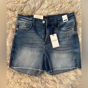 Judy Blue Mid Rise Side Slit Cut Off Shorts, M
